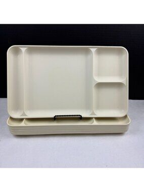 Vintage Tupperware 1535-5 Almond Divided Trays Set of 5